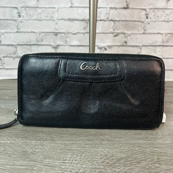 Coach Zip Around Accordion wallat black - Picture 1 of 6